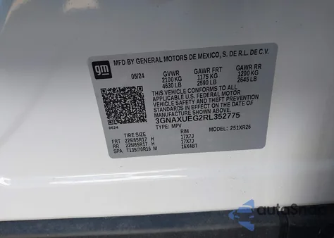 2024 Chevrolet Equinox Awd Lt from USA, damaged, VIN 3GNAXUEG2RL352775